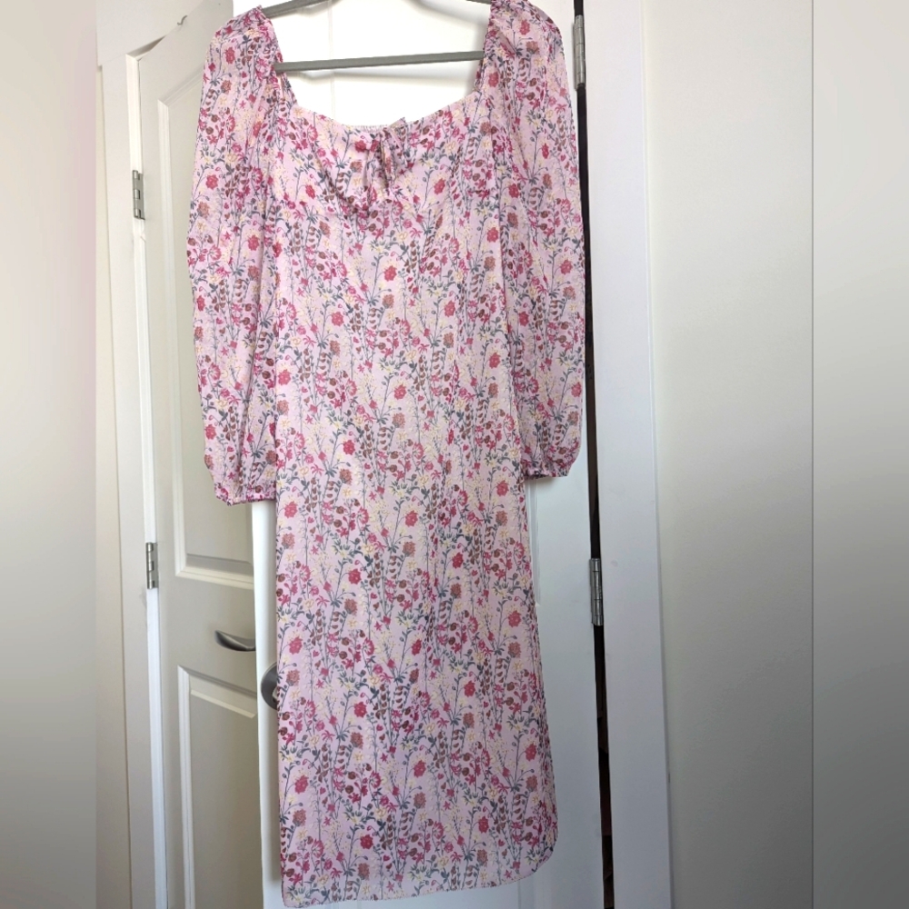 Aritzia Wilfred Jacqueline Dress Size 4 Poetic Pink floral Midi dress